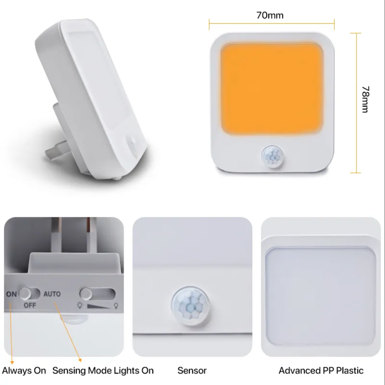 Motion Sensing Amber Nightlight Circadian Friendly