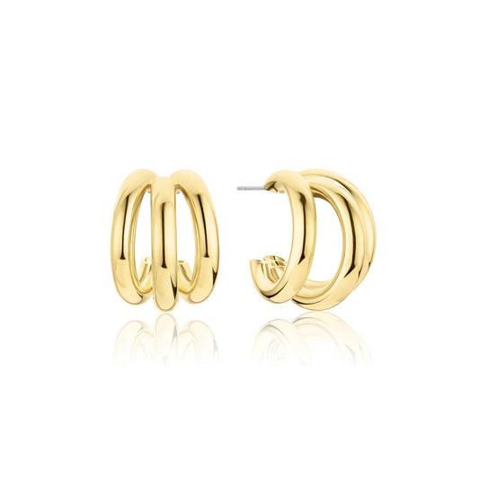18k Gold Triple-layered Hoops 1' Post Sterling Silver Anniston Hoops The First Layer