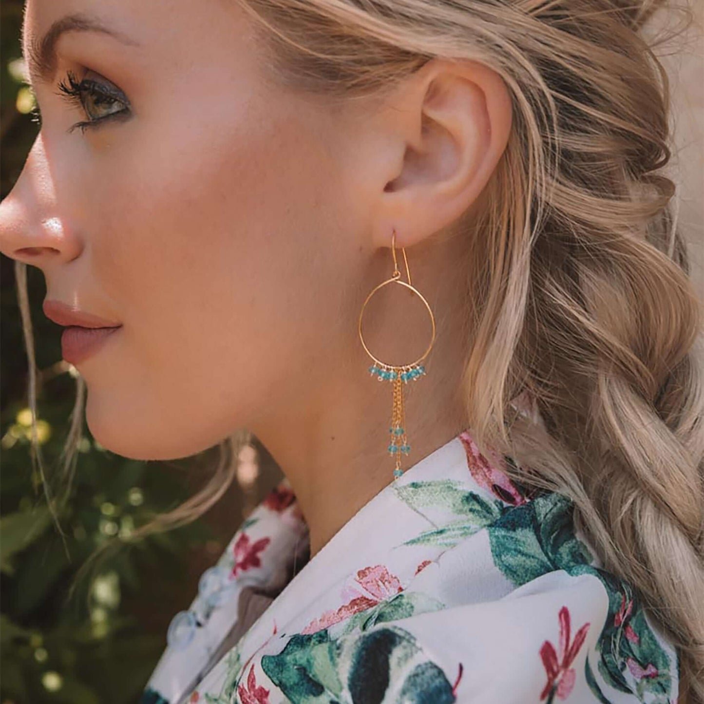 Aquamarine Mini Swing Hoop Earrings