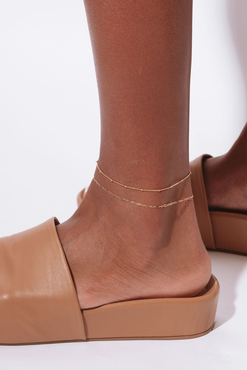 14k Gold Filled Dapped Chain Anklet Lobster Clasp Billie