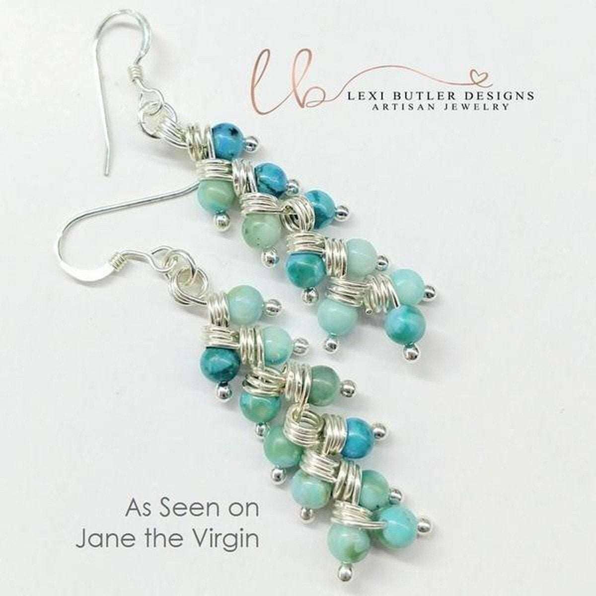 Sterling Silver Turquoise Wire Wrapped Earrings Jane The Virgin As Seen On TV