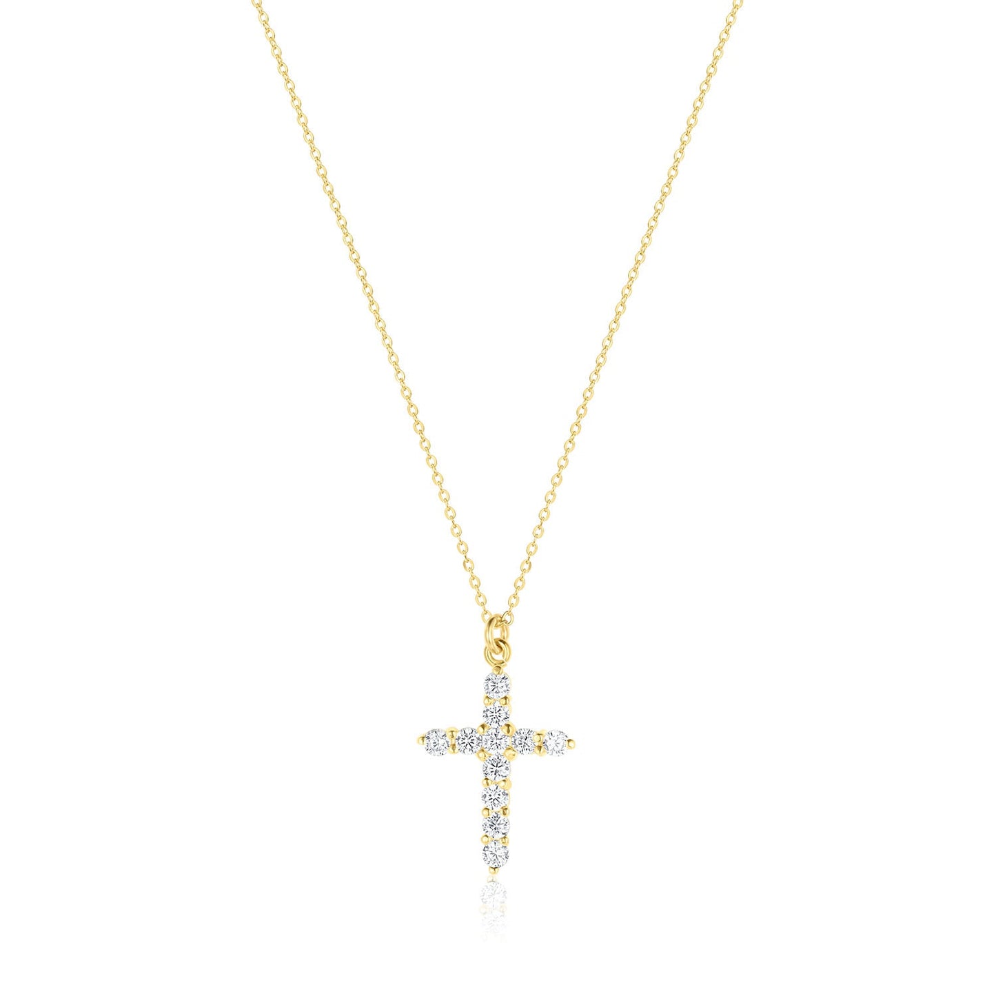 Cubic Zirconia Cross Necklace 14k Gold Filled Chain Jewelry