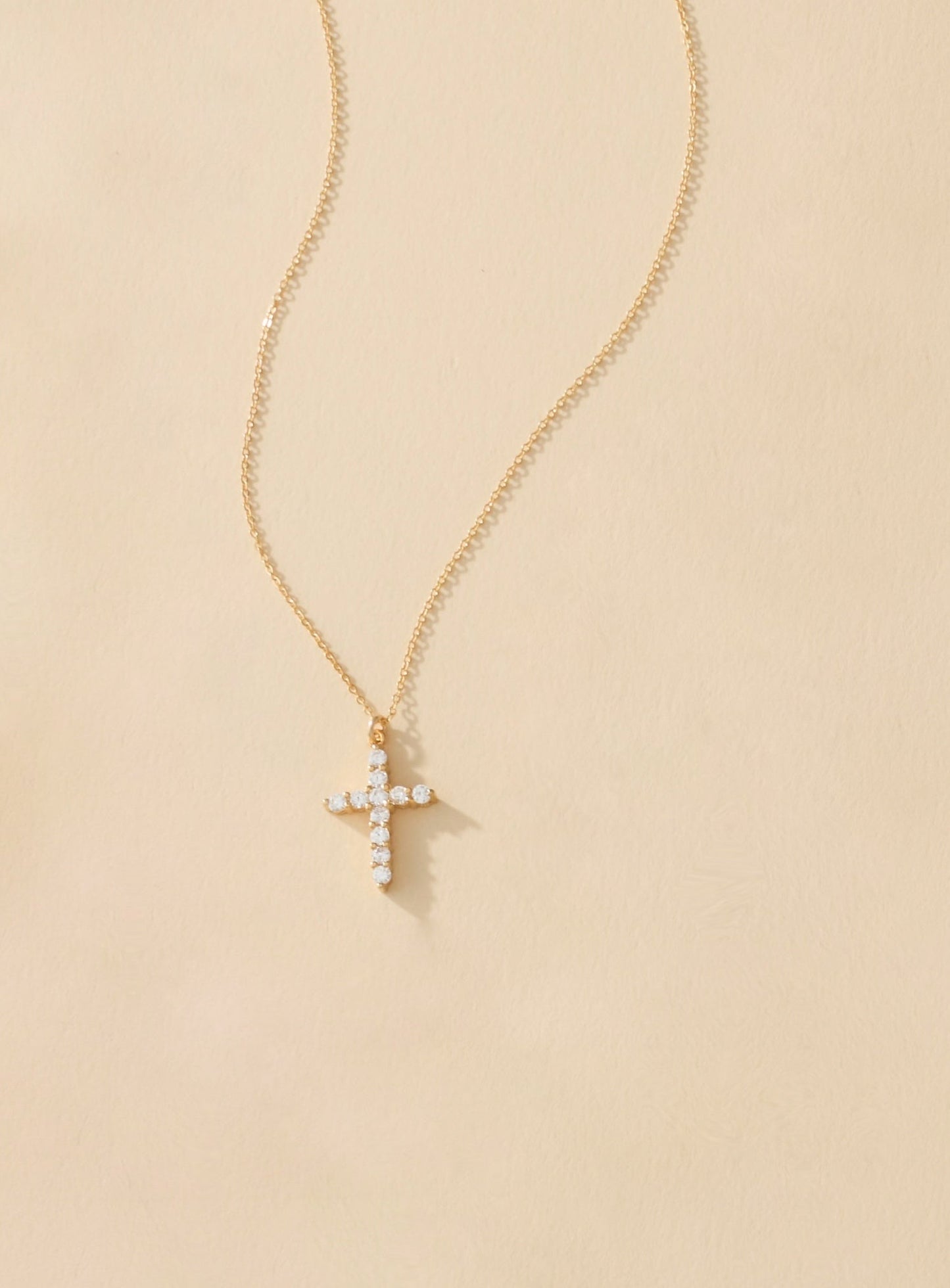 Cubic Zirconia Cross Necklace 14k Gold Filled Chain Jewelry