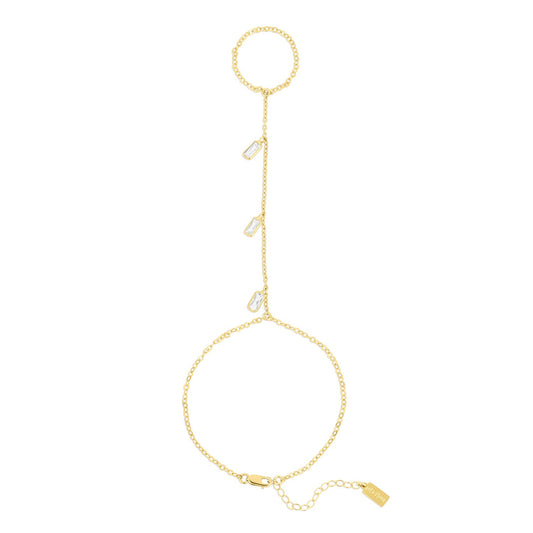 14k Gold Filled Aspen Hand Chain with 24k Gold Cubic Zirconia Charms