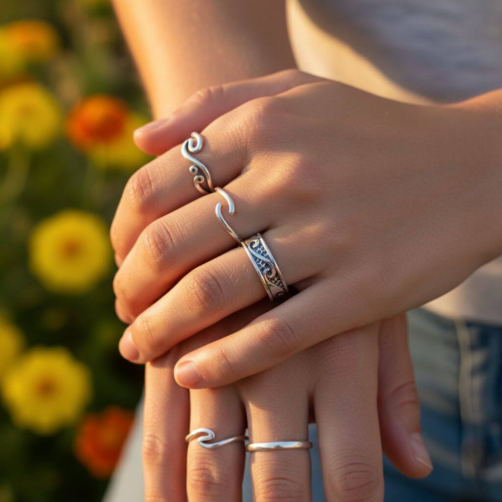 Sterling Silver Pinky-Toe Band Rings Assorted Styles Alexa Martha