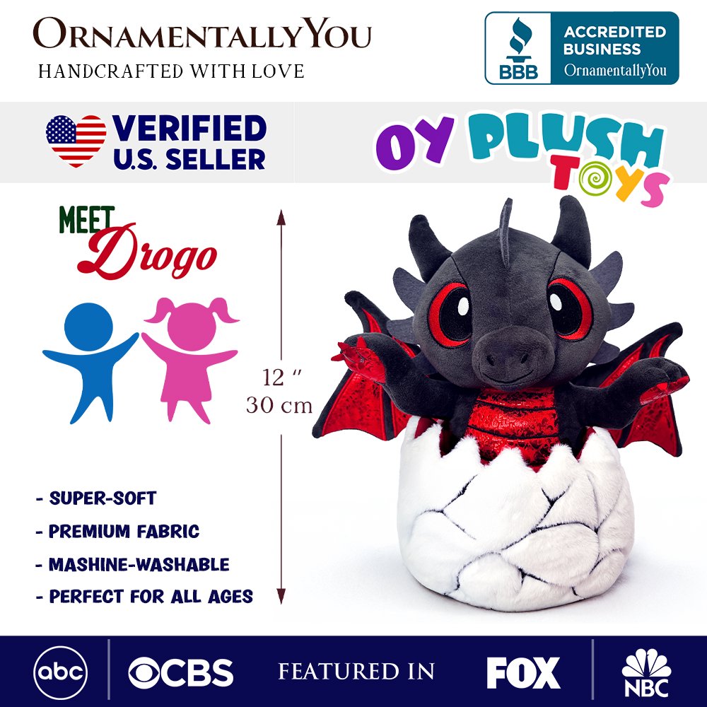 Drogo the Dino Black and Red 12' Dinosaur Stuffed Animal Plushie