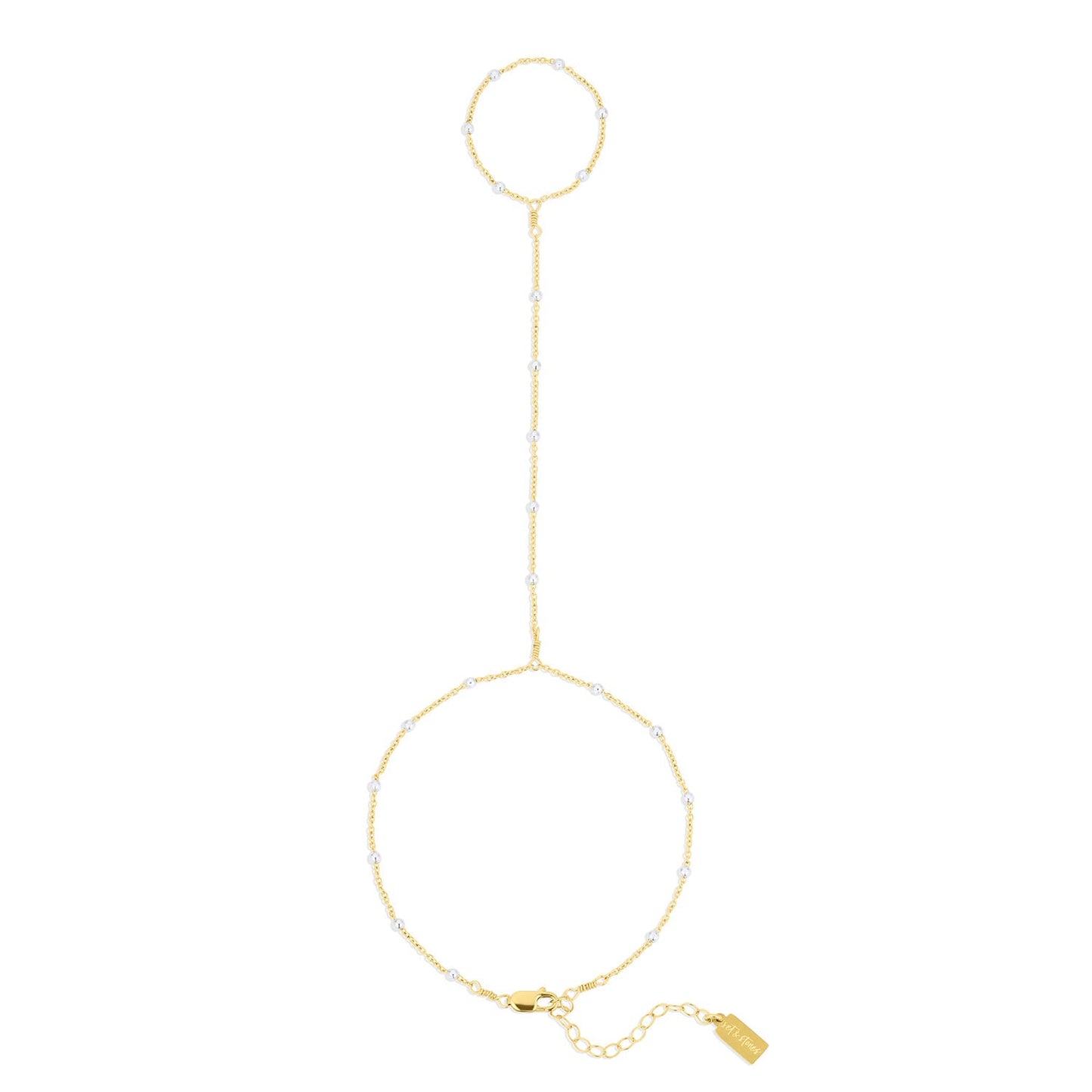 14k Gold Filled Austen Hand Chain with Sterling Silver Satellite Beads