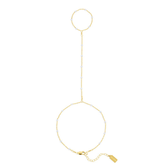 14k Gold Filled Austen Hand Chain with Sterling Silver Satellite Beads
