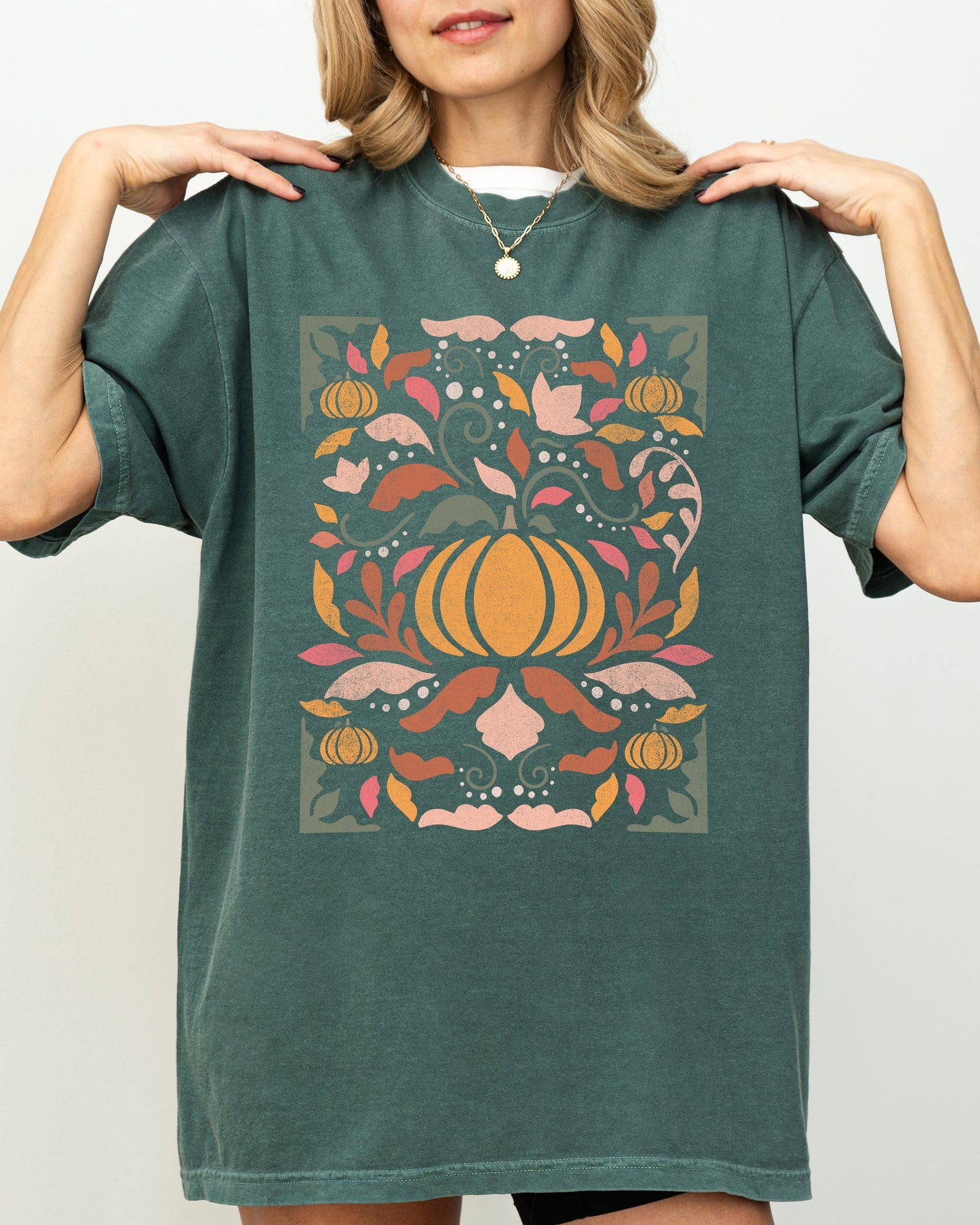 Autumn Folk Art Pumpkins, Simplicity, Fall, Thanksgiving, Halloween Shirt Comfort Colors T-Shirt