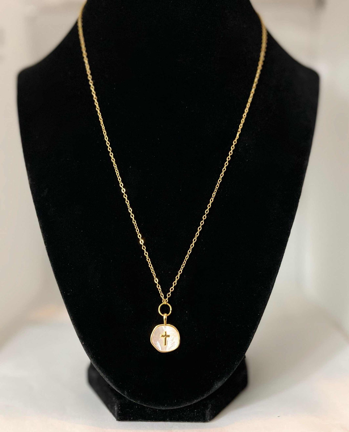 Gold Necklace with Pearl Cross – Simply in Christ
