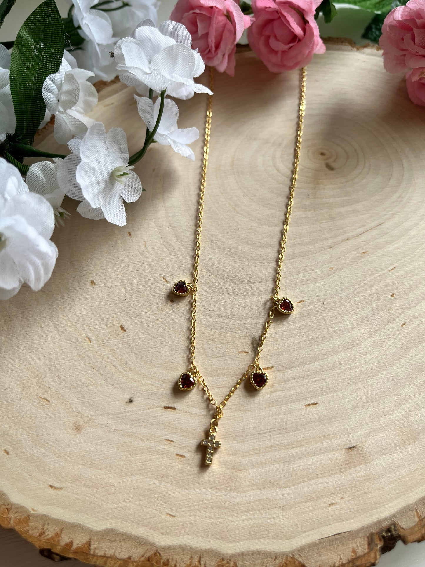 Everlasting Love Gold Necklace – 16K Chain 18K Gold Heart Cross