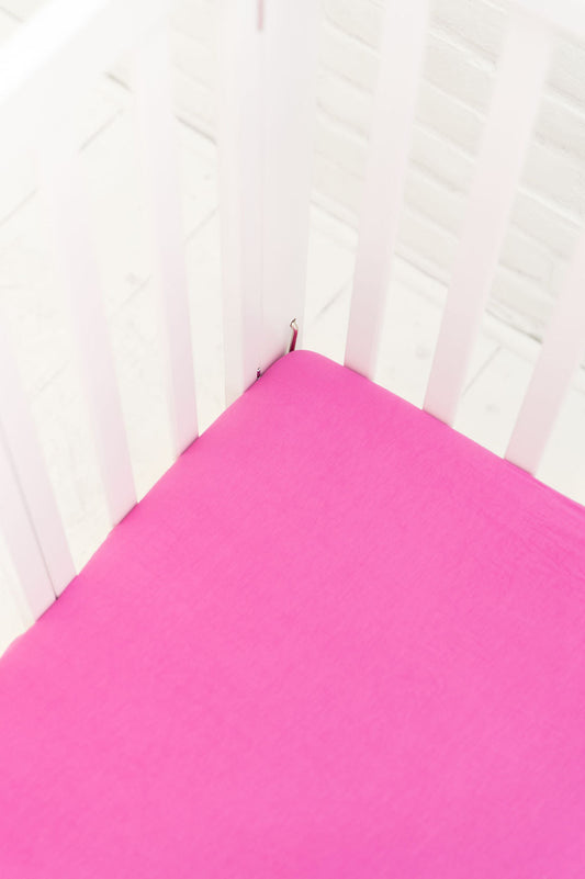 Pink Bamboo Crib Sheet Fitted Sheet Laree + Co.