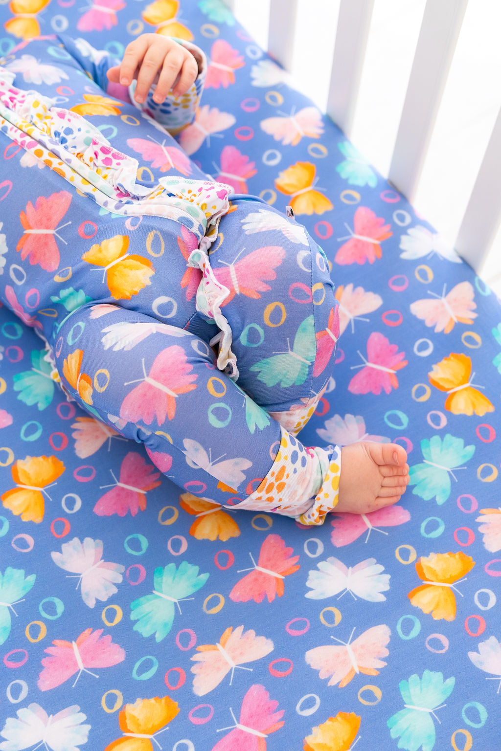 Butterflies Bamboo Ruffle Convertible Footie Baby Sleepwear Korrie