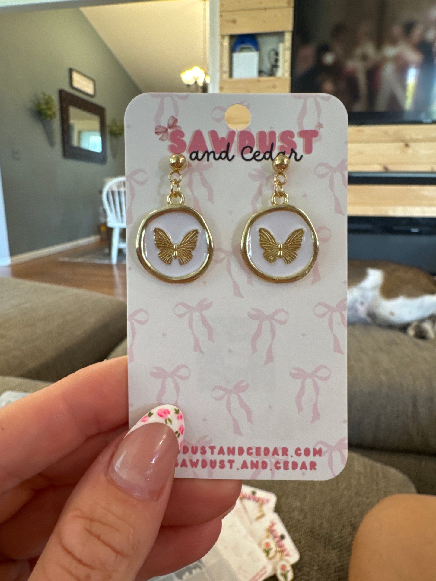 Butterfly Stud Earrings Lightweight Jewelry Sawdust and Cedar