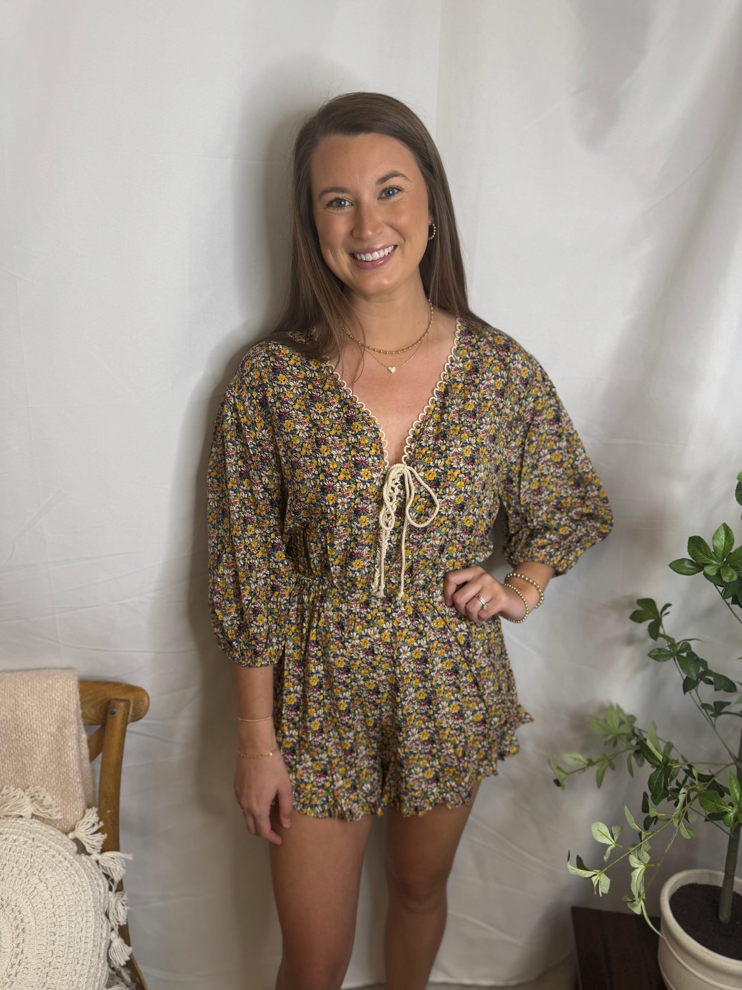 Lightweight Tie Front Romper The Poppy Romper