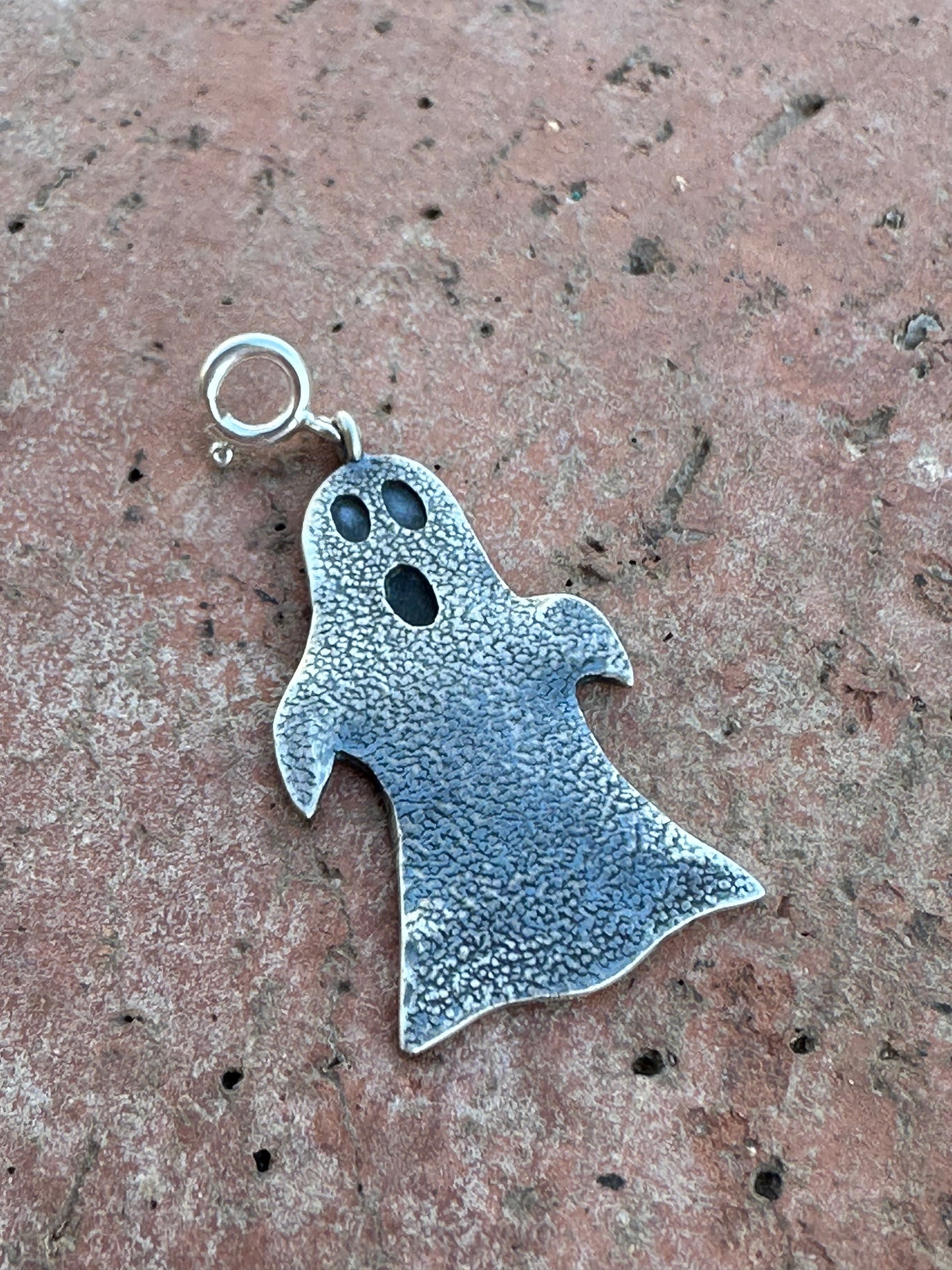 Sterling Silver Ghost Charm Halloween Collection Charm Nizhoni Traders LLC