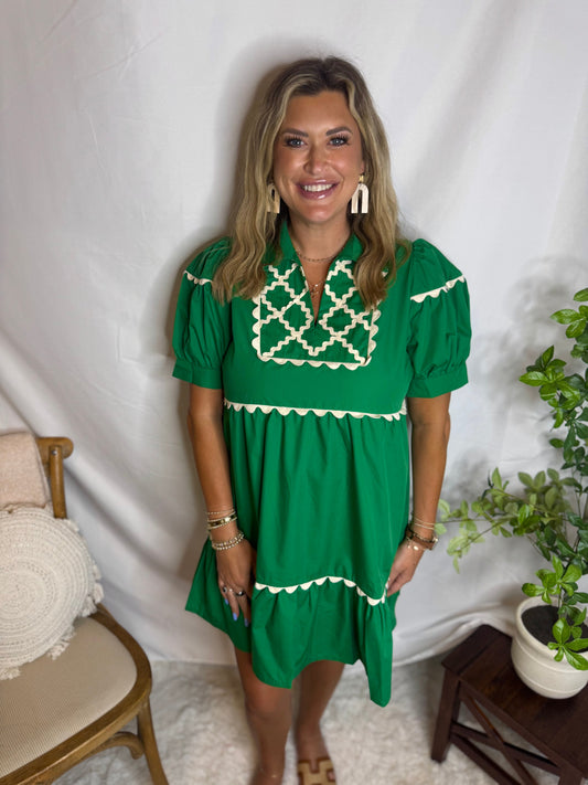 Sassy Sprout Kelly Green Tiered Dress with Scallop Detail