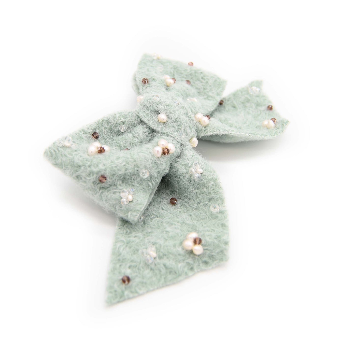 Mint Color Soft Faux Woolen Sophia Hair Bow ADIBA