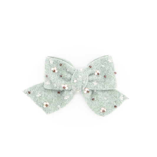 Mint Color Soft Faux Woolen Sophia Hair Bow ADIBA