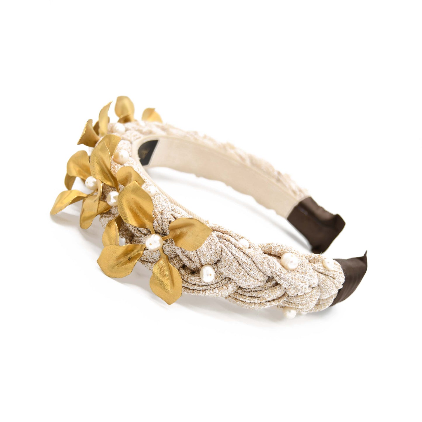 Basket of Gold Floral Headband Braided Linen Polyester ADIBA