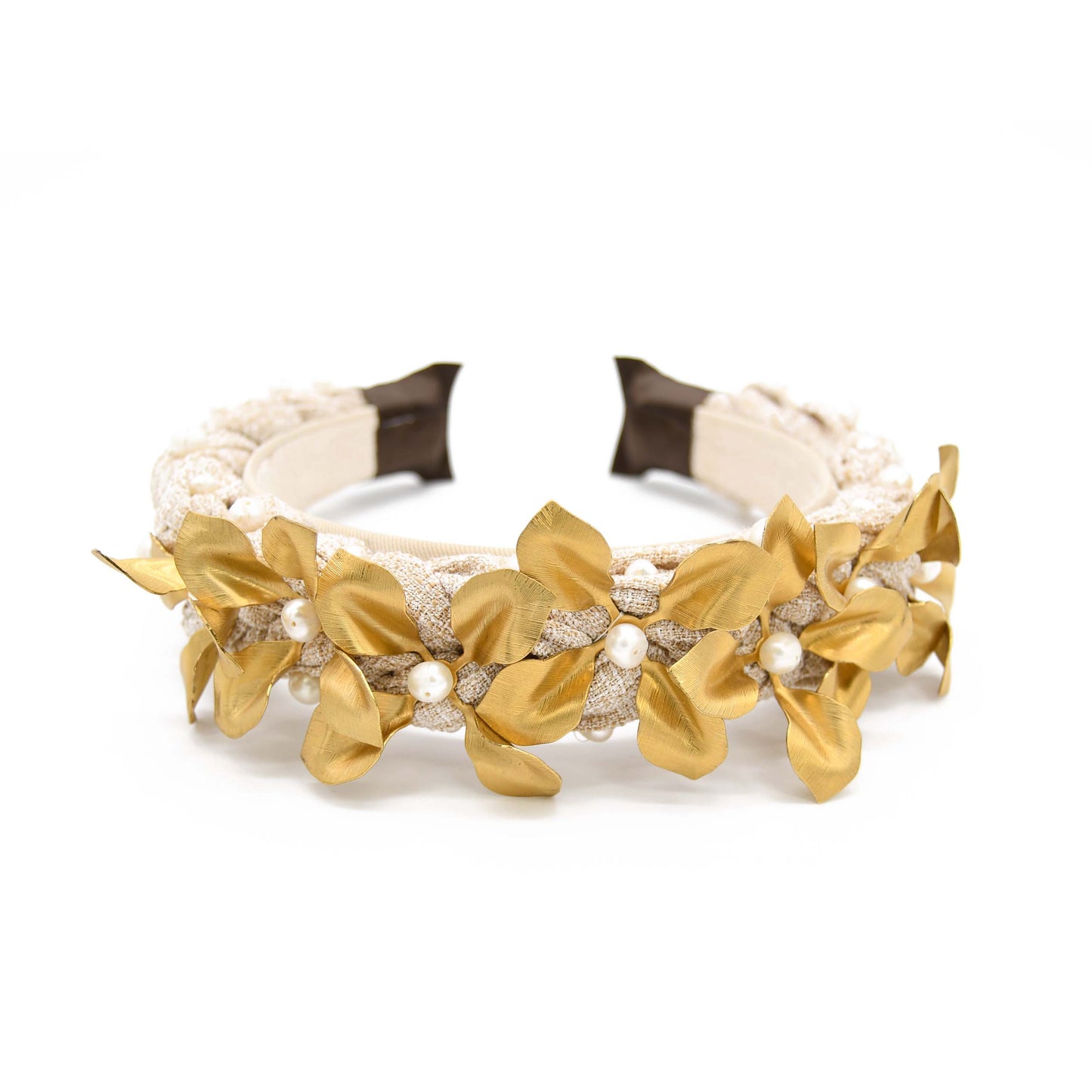 Basket of Gold Floral Headband Braided Linen Polyester ADIBA