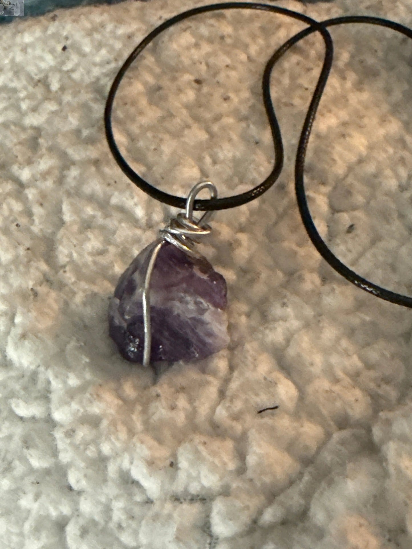 Amethyst Gemstone Stainless Steel Leather Necklace