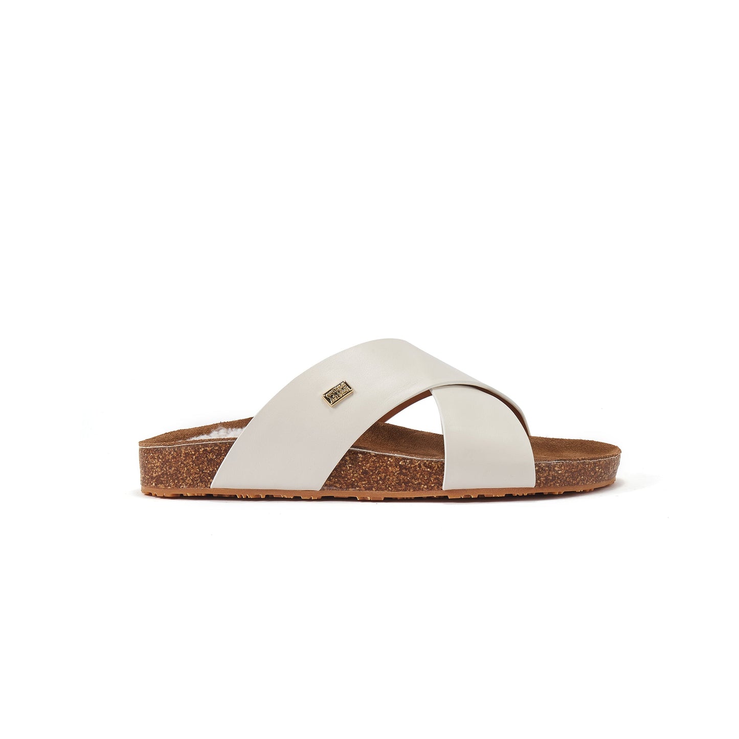 Slip On Double Crossed Soft Leather Sandal BEATRICE CREAM Australia Luxe Collective