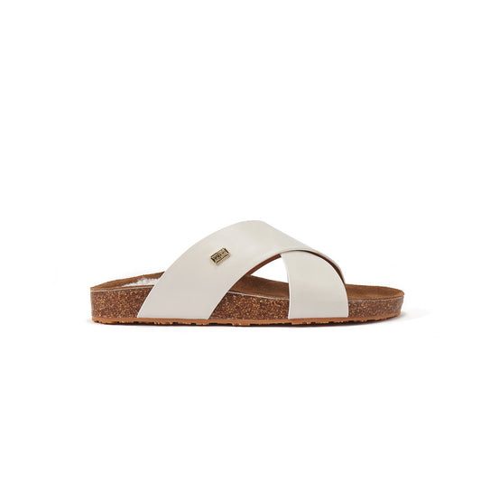 Slip On Double Crossed Soft Leather Sandal BEATRICE CREAM Australia Luxe Collective