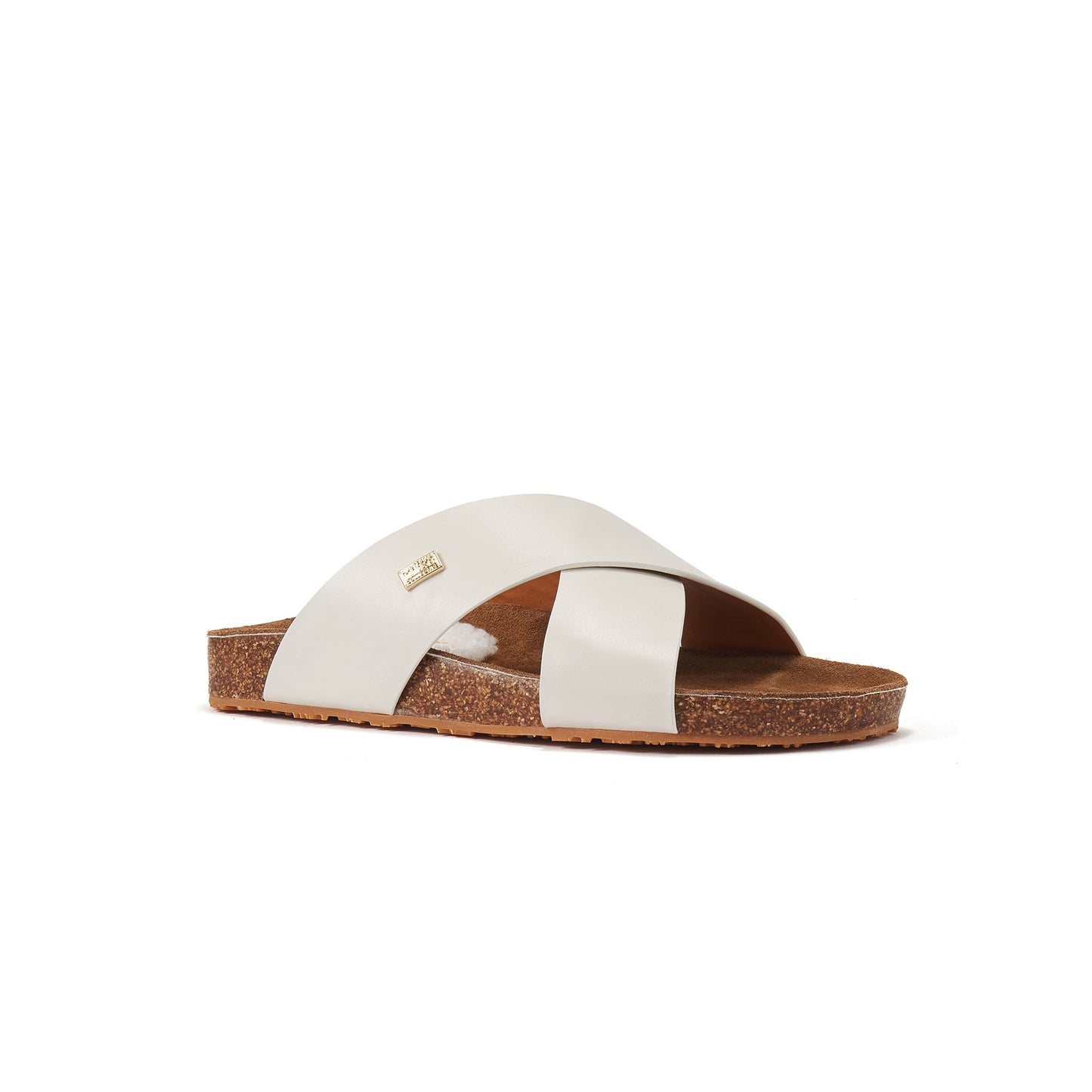 Slip On Double Crossed Soft Leather Sandal BEATRICE CREAM Australia Luxe Collective