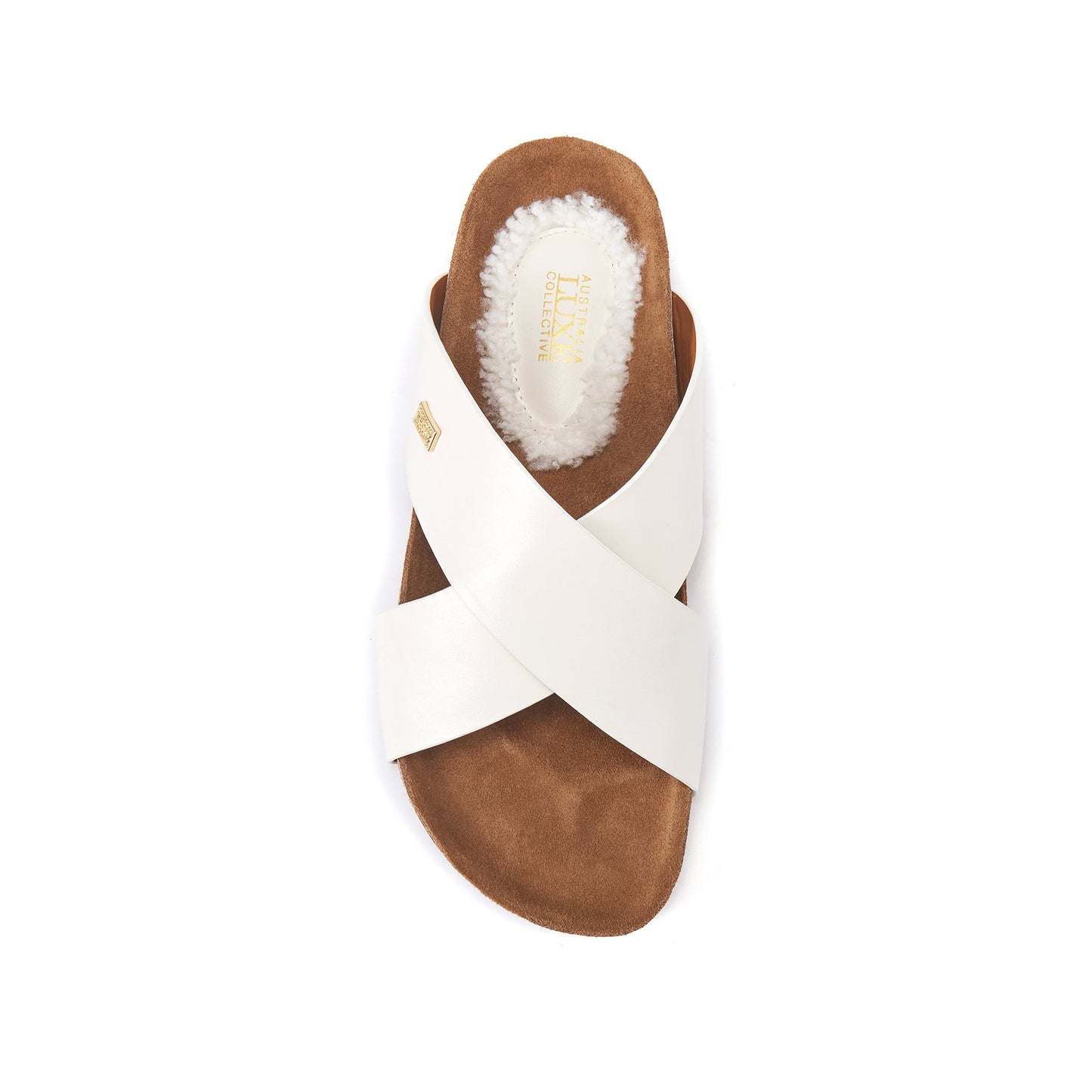 Slip On Double Crossed Soft Leather Sandal BEATRICE CREAM Australia Luxe Collective