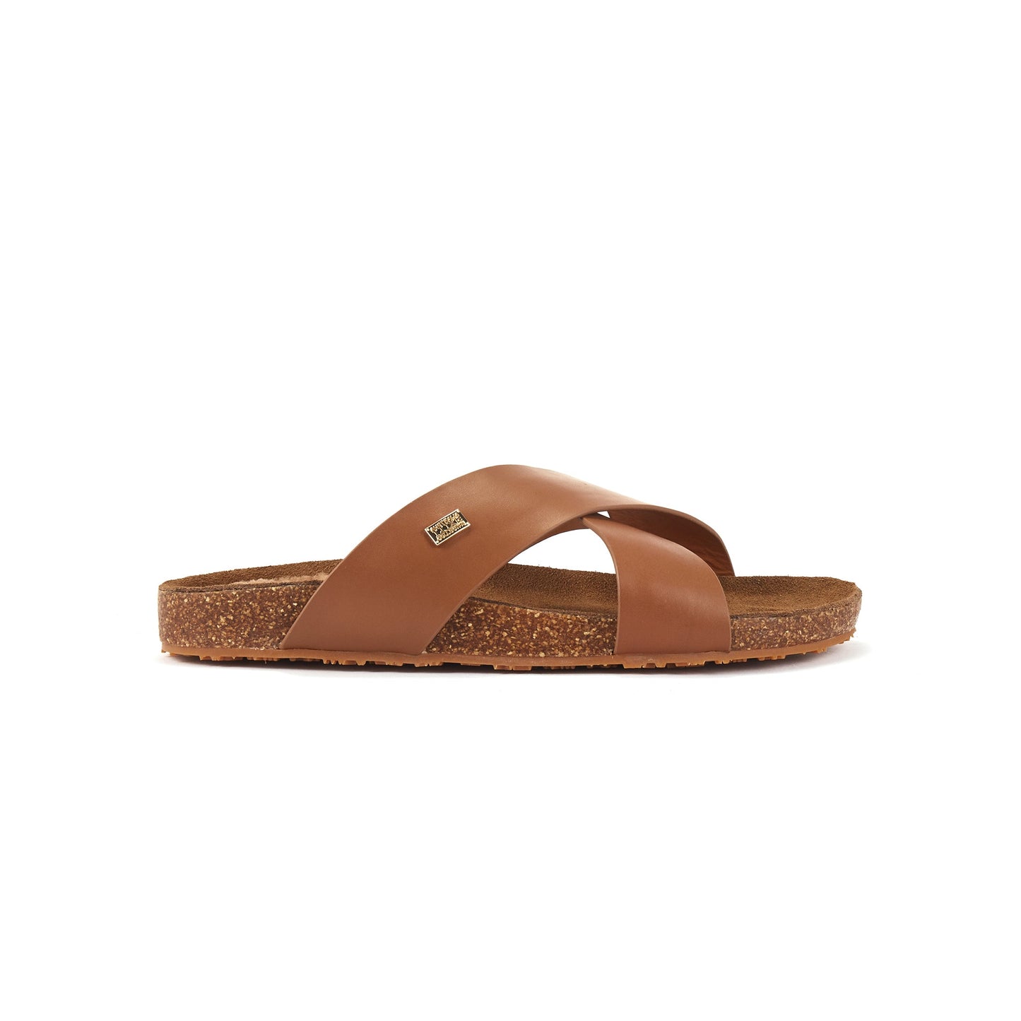 Slip On Double Crossed Soft Leather Sandal Beatrice Tan