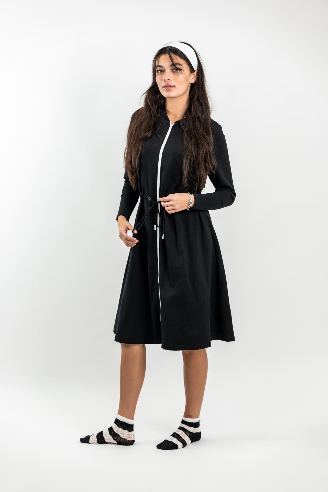 Aruna Lightweight French Terry Shift Dress with Drawcord Waist