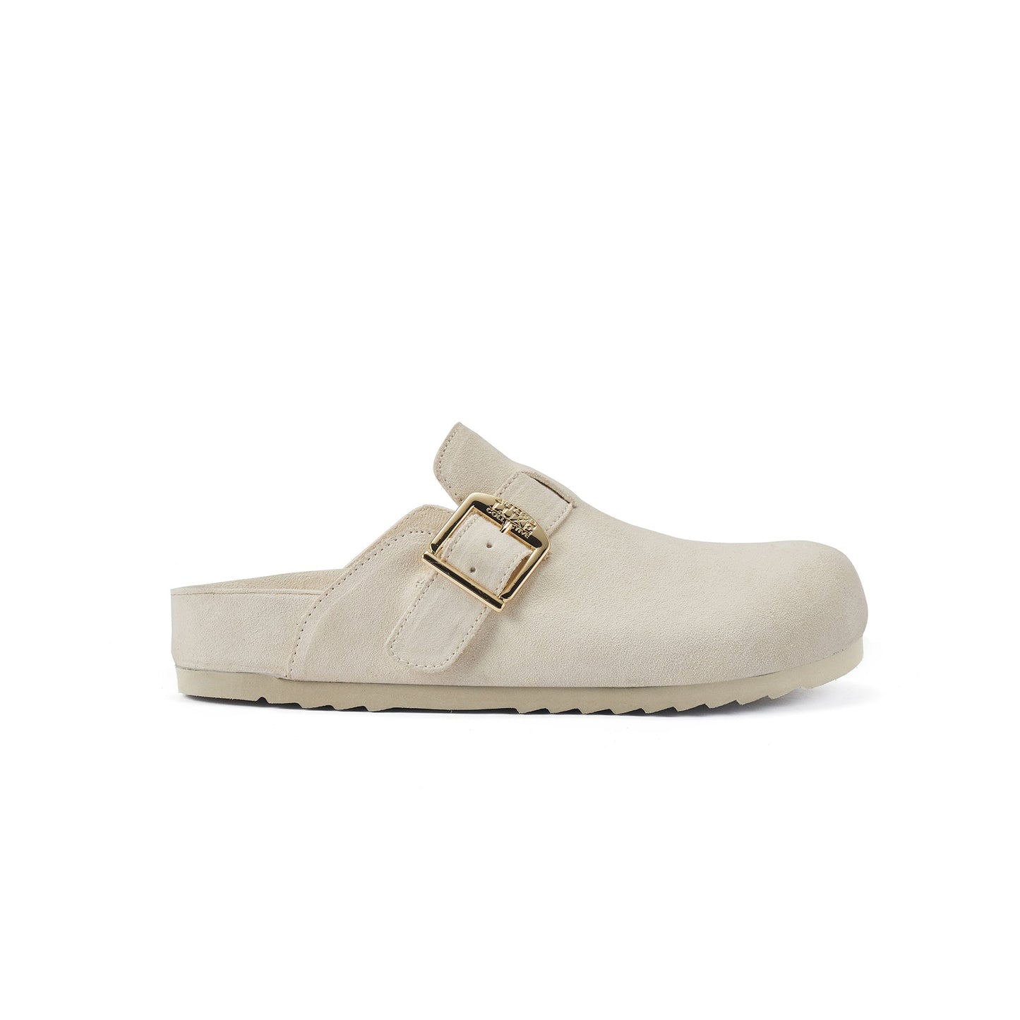 Clog Style Slip On Sandal Soft Suede BERGEN CREAM Australia Luxe Collective
