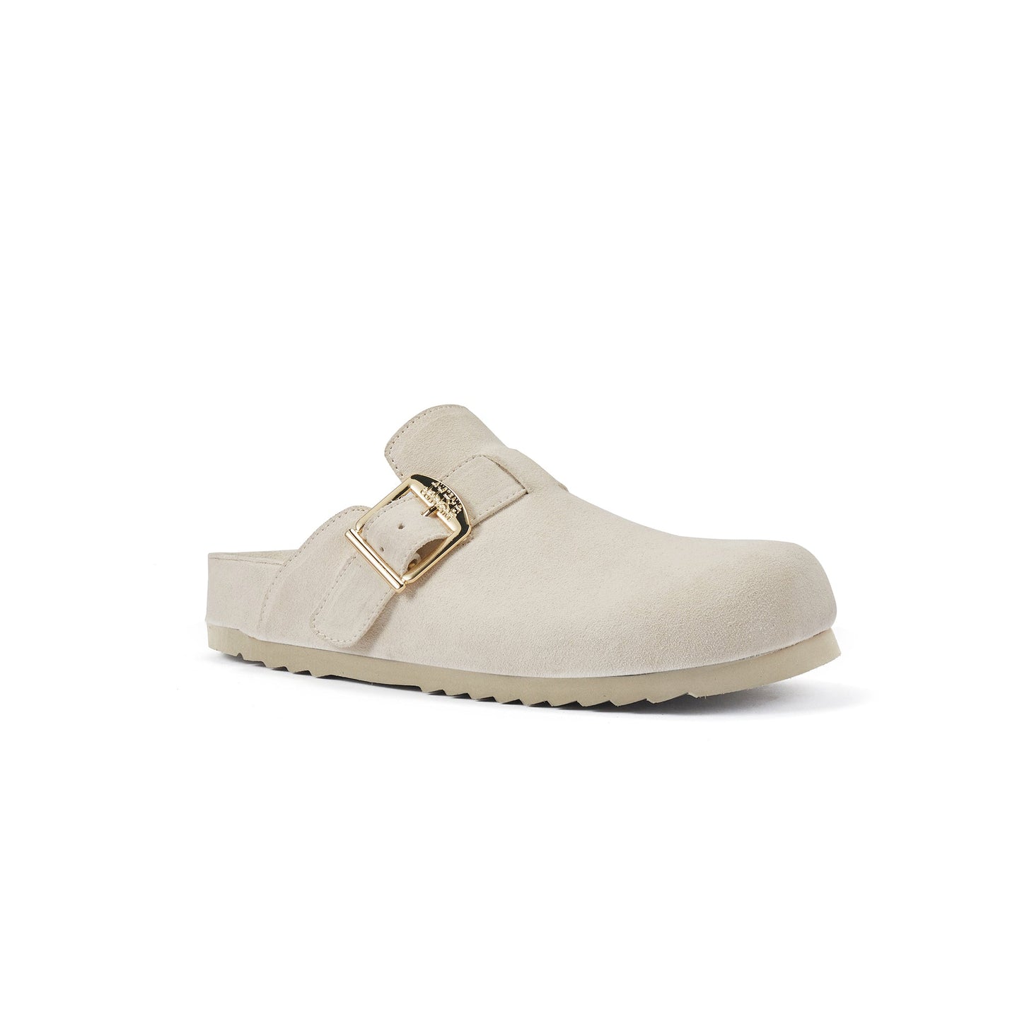 Clog Style Slip On Sandal Soft Suede BERGEN CREAM Australia Luxe Collective