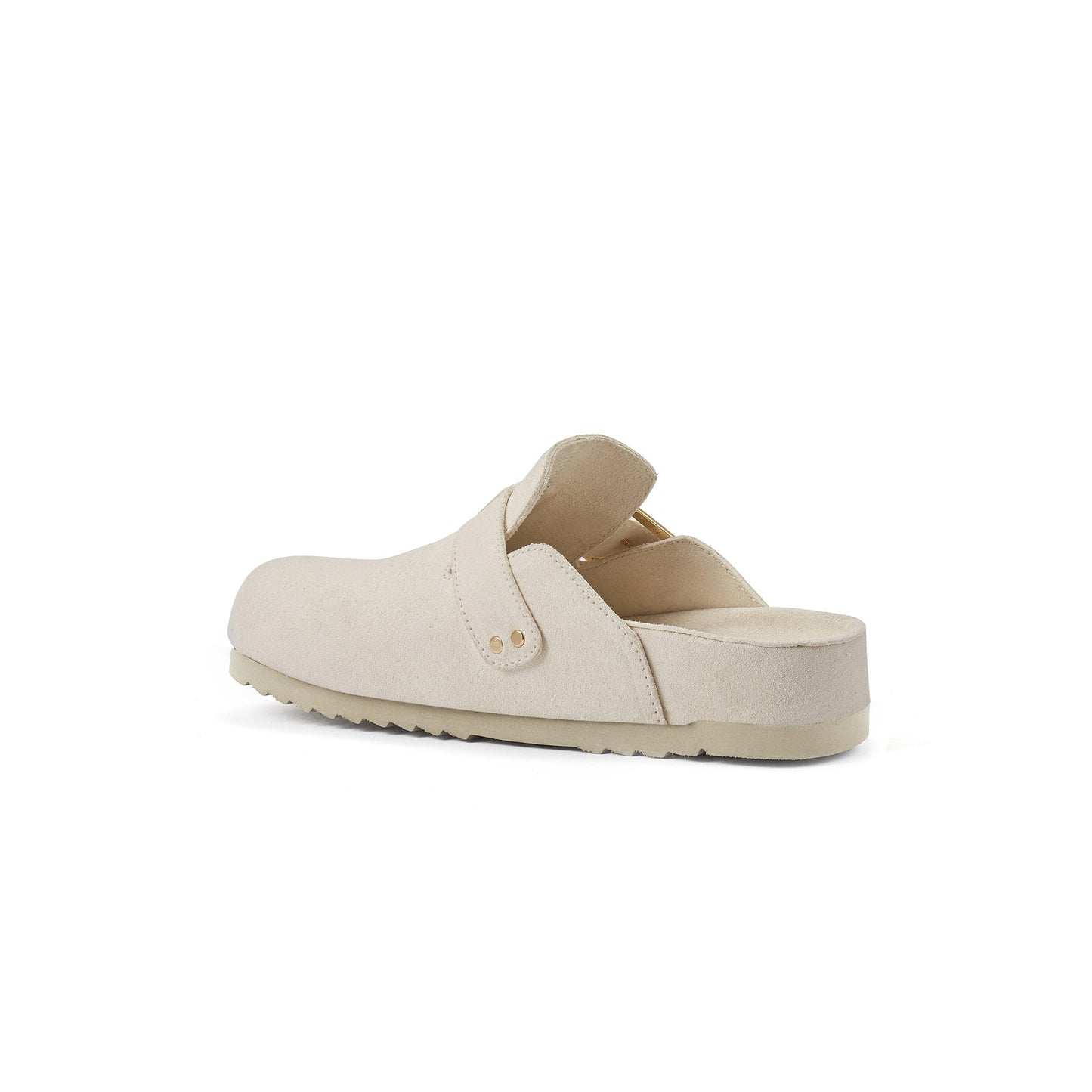 Clog Style Slip On Sandal Soft Suede BERGEN CREAM Australia Luxe Collective