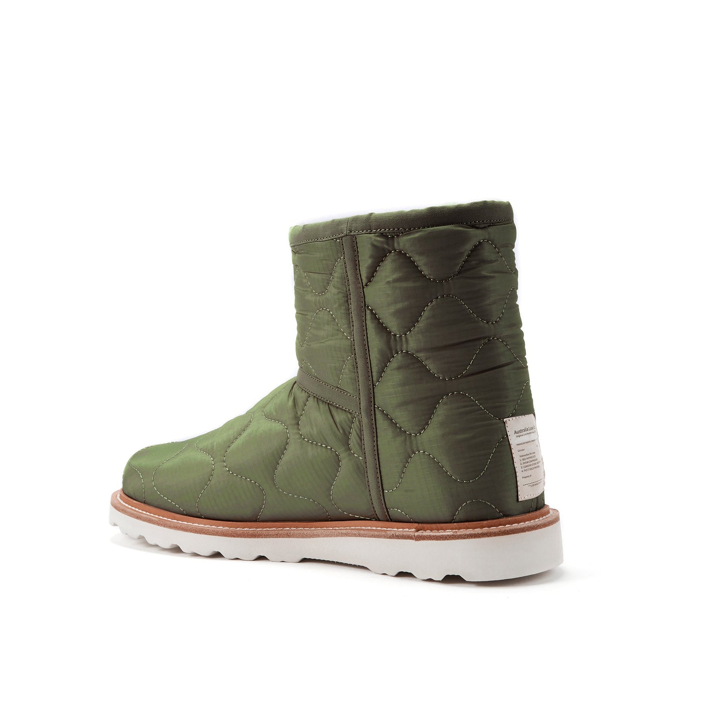 Ankle Height Nylon Quilted Pull On Boot with Shearling Lining BLITZ OLIVE