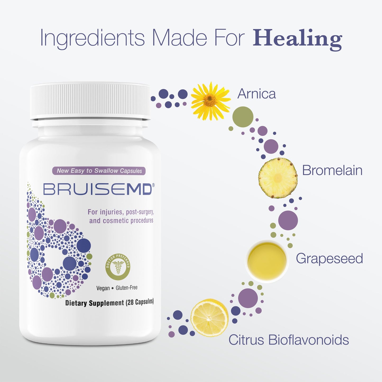 Arnica Bromelain Supplement Capsules for Bruises and Swelling BruiseMD