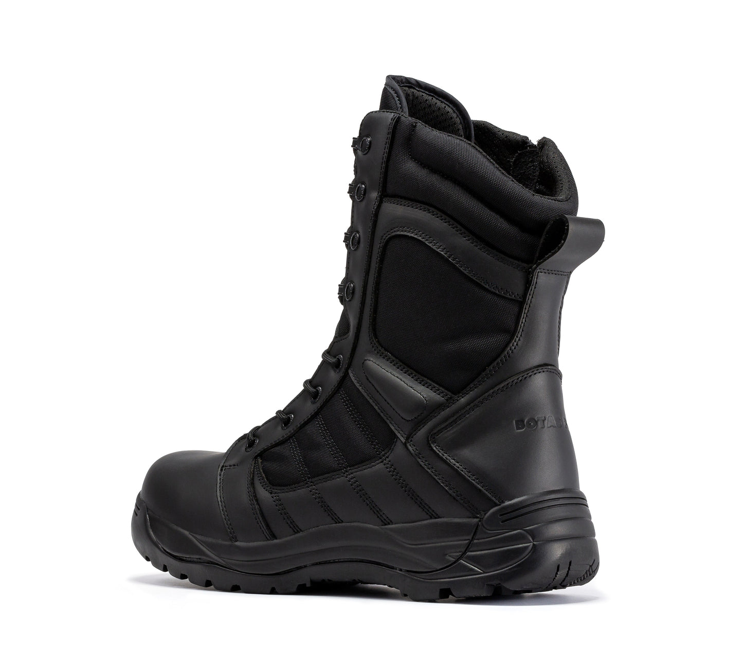 Botas Pro Black 8 inch Side Zipper Rubber Sole Tactical Boots BMP110BK