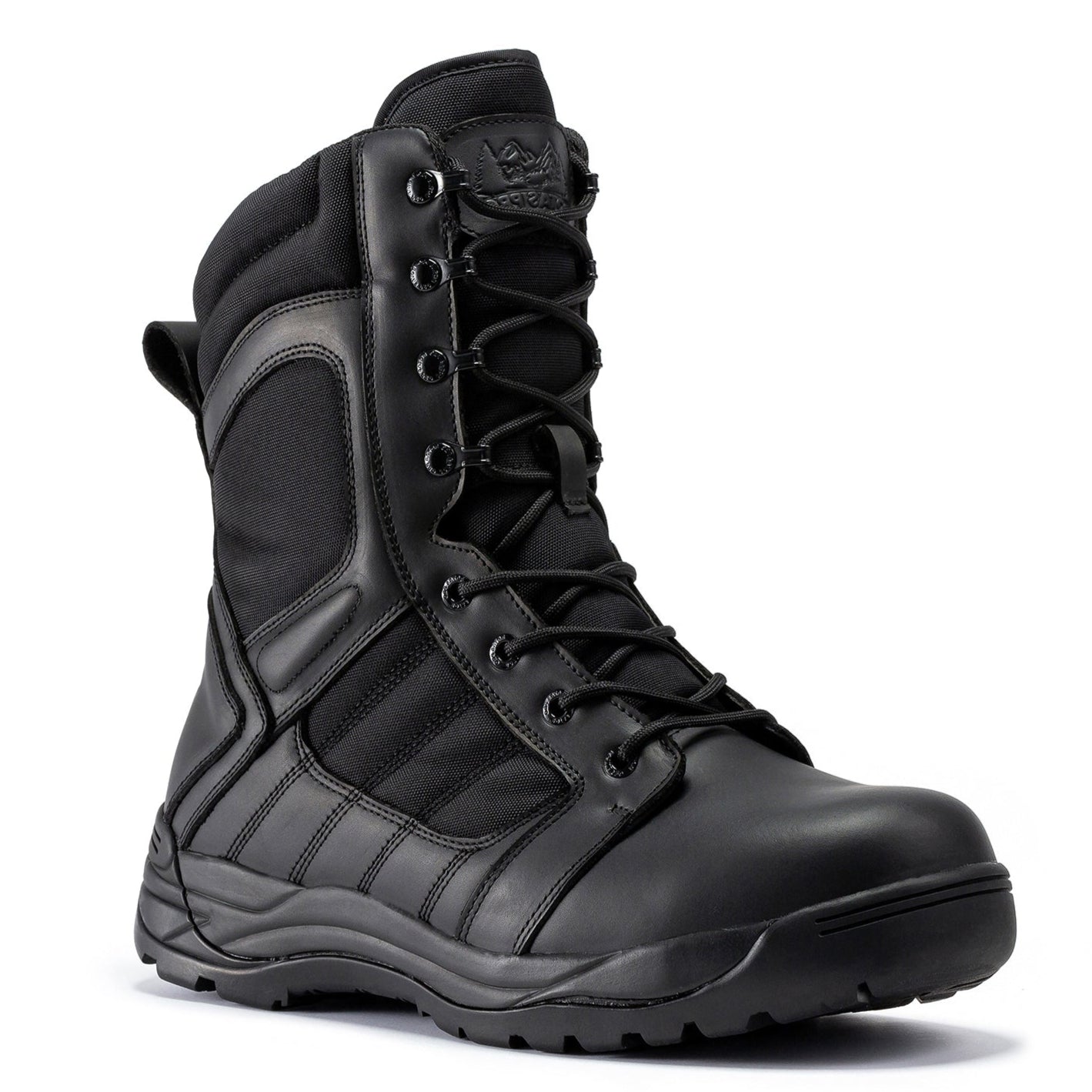 Botas Pro Black 8 inch Side Zipper Rubber Sole Tactical Boots BMP110BK