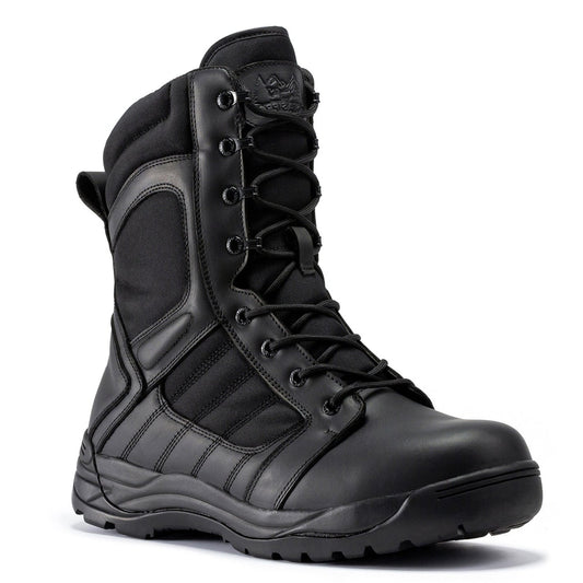 Botas Pro Black 8 inch Side Zipper Rubber Sole Tactical Boots BMP110BK