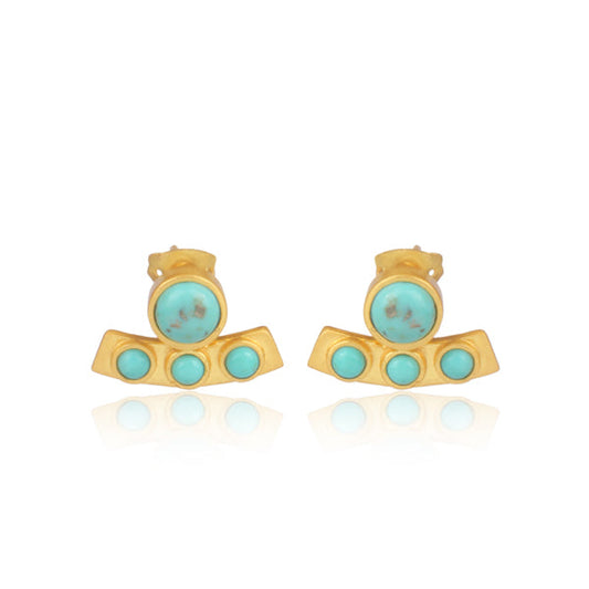Turquoise Curved Bar Stud Earrings