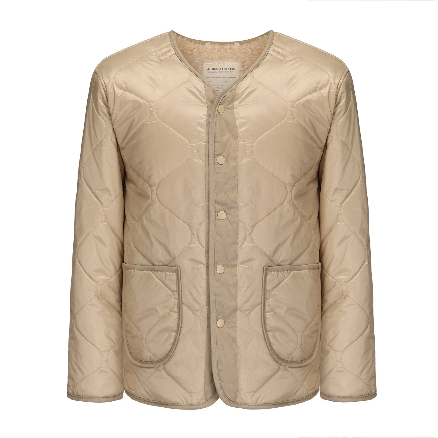 Reversible Quilted Jacket Soft Faux Sherpa Lined BRIGADE SAND
