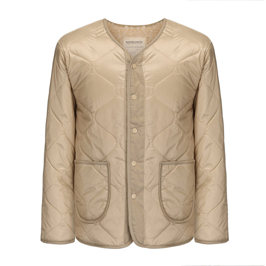 Reversible Quilted Jacket Soft Faux Sherpa Lined BRIGADE SAND