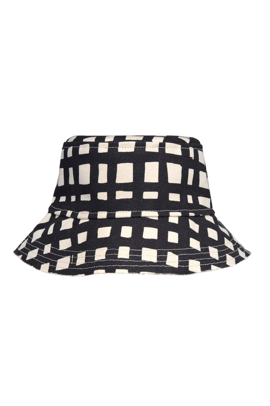 Grid Cotton Canvas Bucket Hat Eco-Friendly Screenprinted