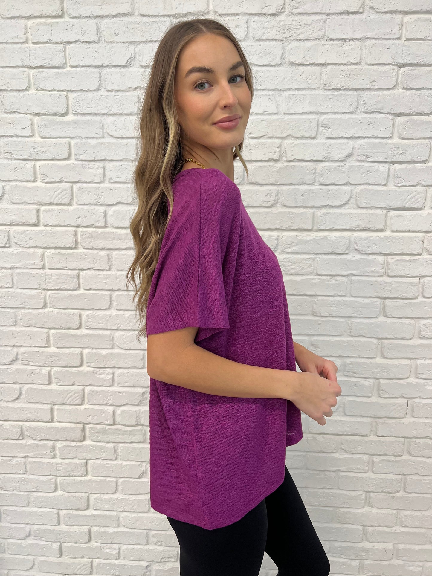 Basically Flowing Dolman Sleeve Top Lt Plum Basically Flowing