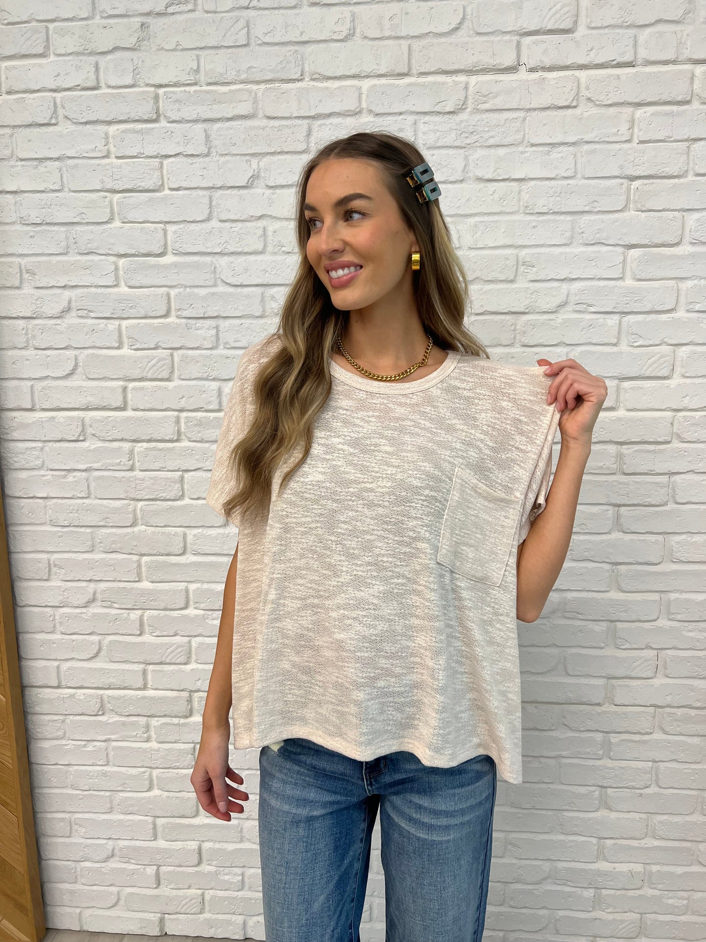 Basically Flowing Sand Beige Dolman Sleeve Top