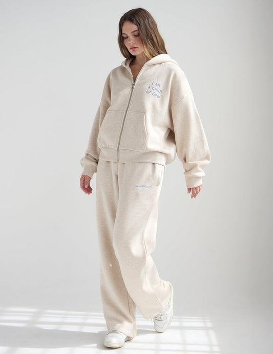 Eggshell Wide Leg Sweatpant 100% Cotton Basics