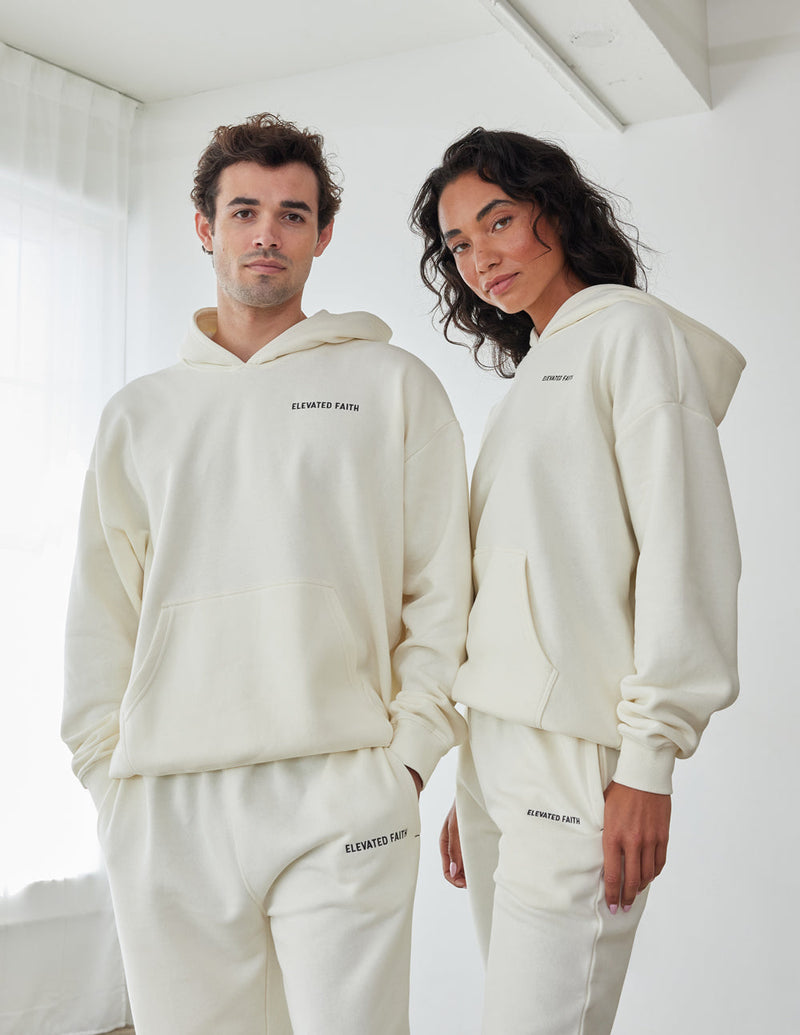 Basics White Sand Unisex Hoodie Premium Blend Fleece