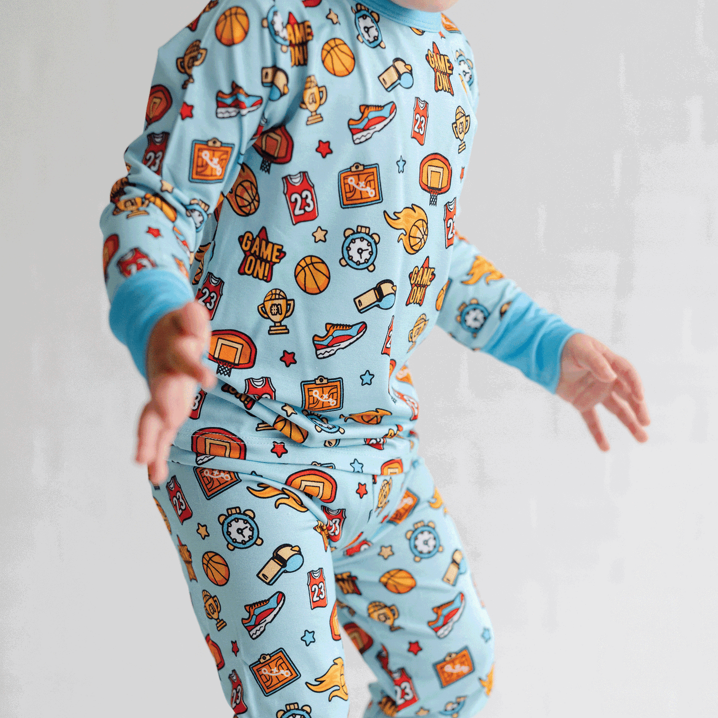 Basketball Two-Piece Pajama Set Bamboo Fabric Kids Sleepwear
