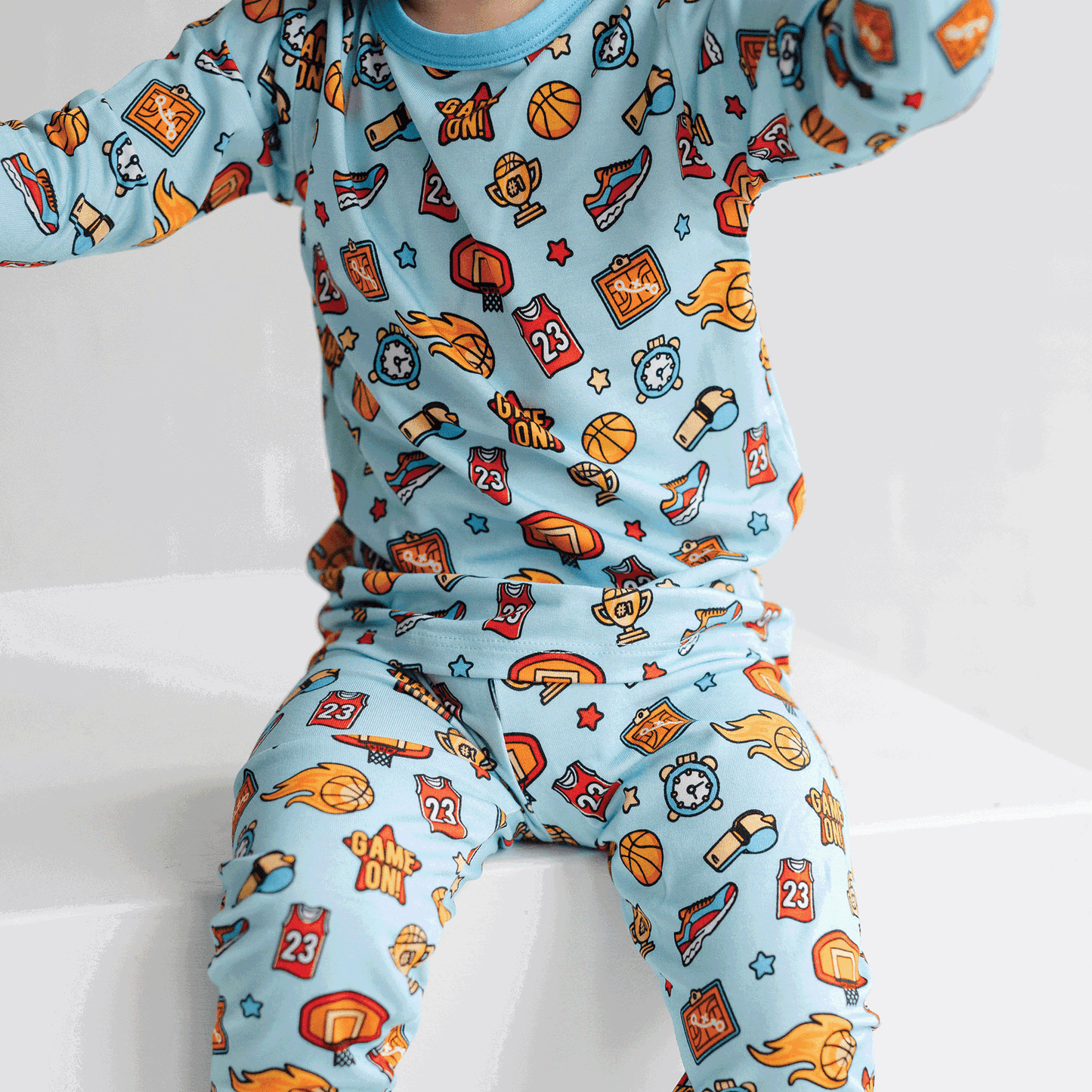 Basketball Two-Piece Pajama Set Bamboo Fabric Kids Sleepwear